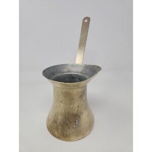 Vintage Brass Turkish Greek Coffee Maker Melting Pot With 5" Handle Marked 12